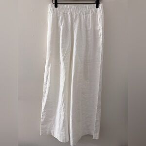 Unica white Linen blend wide leg pants elastic waist L